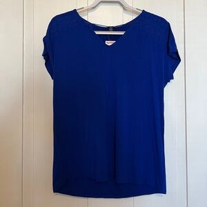 Royal Blue Blouse with Aztec Accents